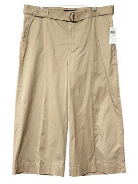 Lauren Ralph Lauren Brienda Wide Leg Crop Pants 16 Tan Belted NWT